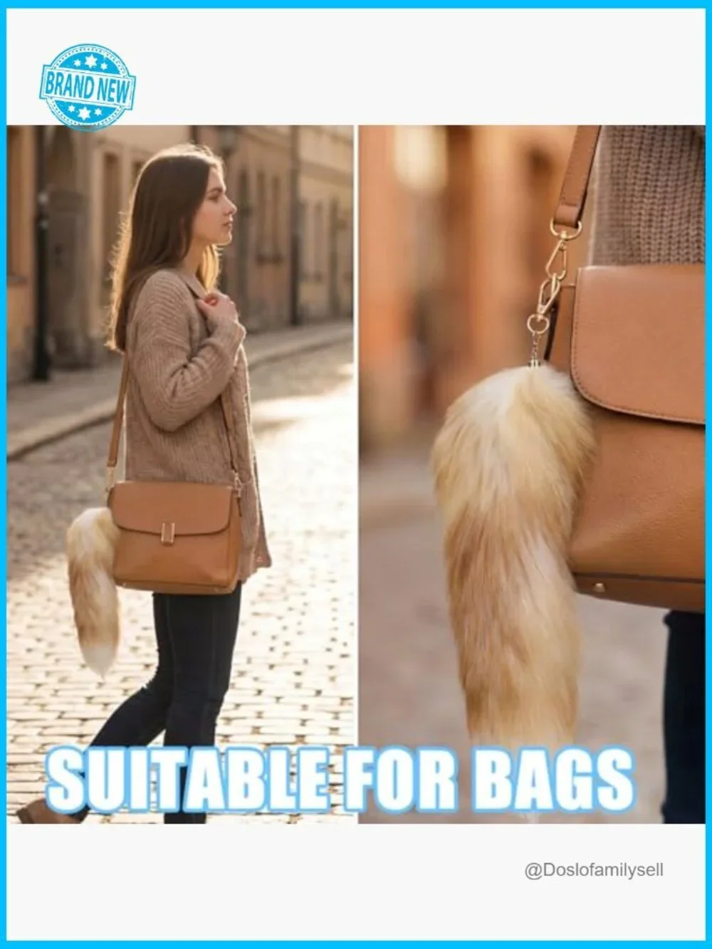 Fluffy Faux Fur Tail Keychains Cosplay Accessories Bag Charms Party Costume